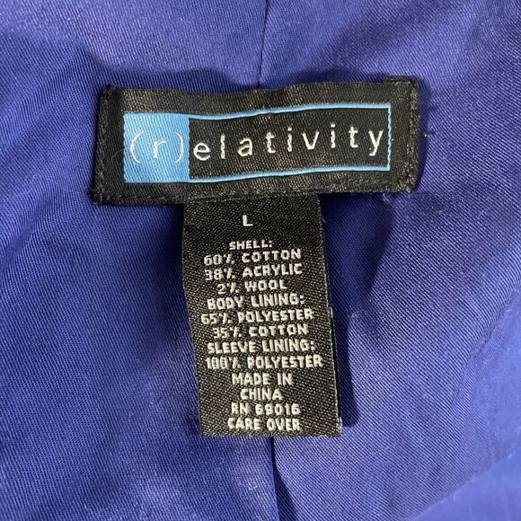 Relativity Womens Jacket Size L Black White Fitted Button Up Spring Fall Coat - Picture 7 of 7